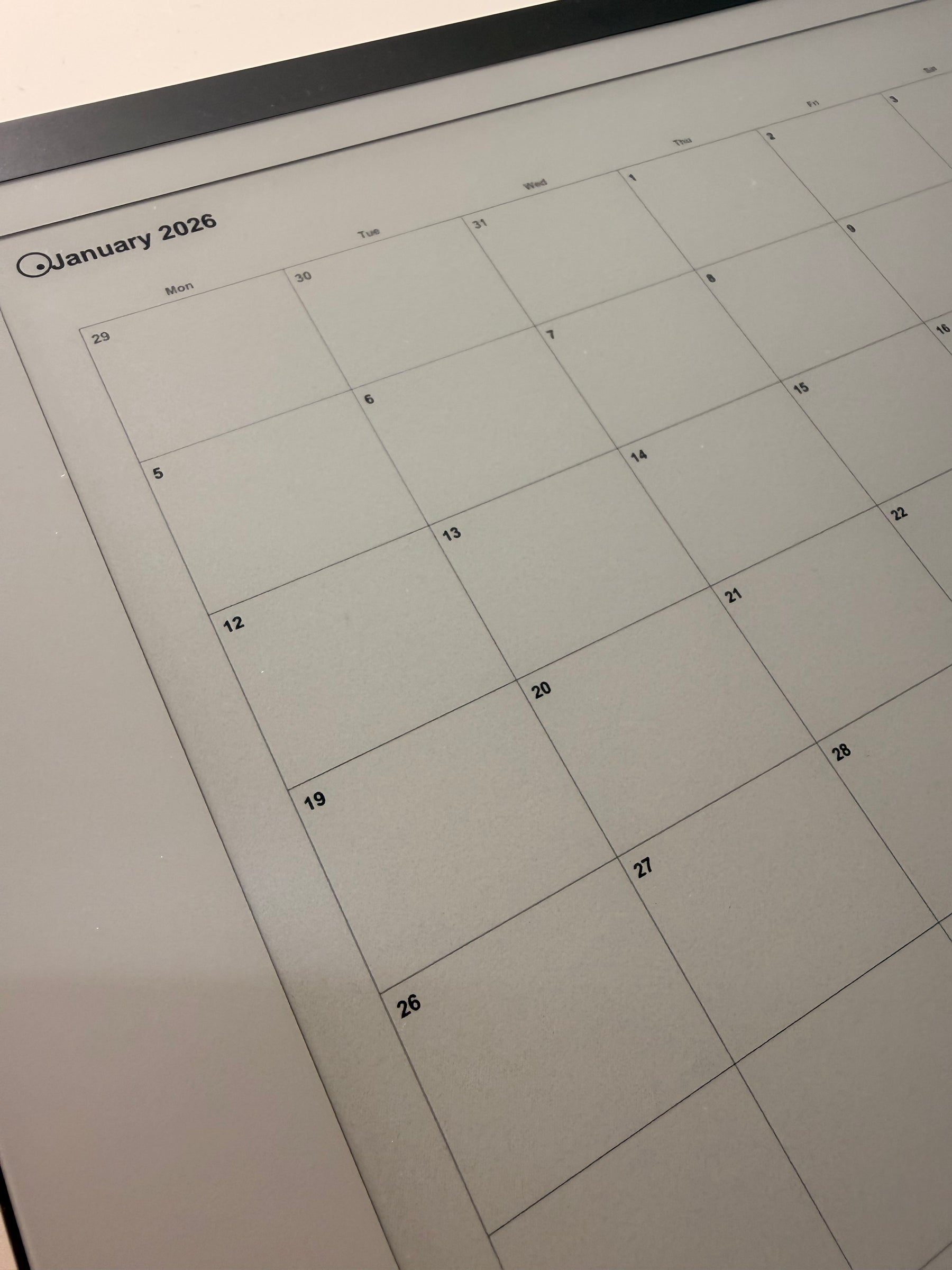 January 2026 monthly calendar grid.